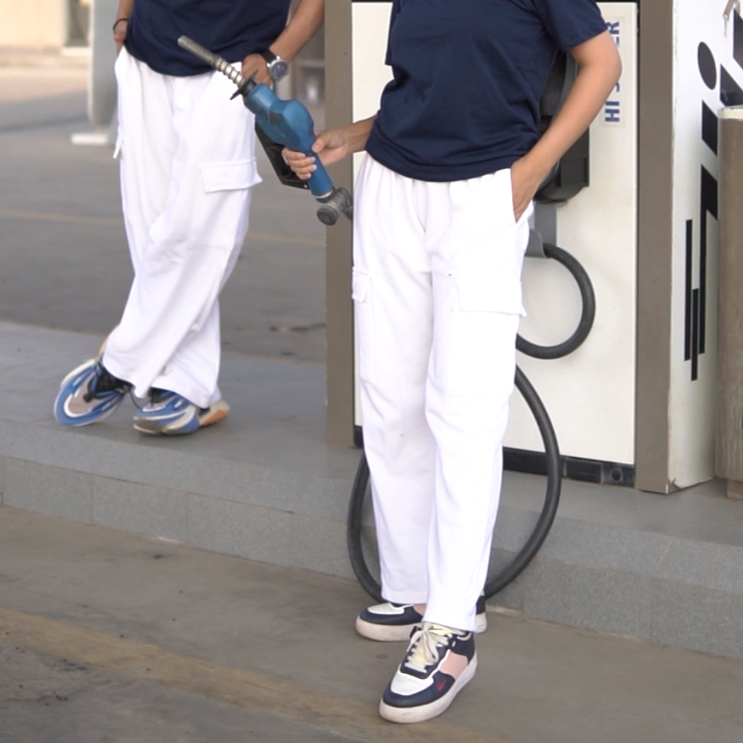 White Gradi Cargo Trousers